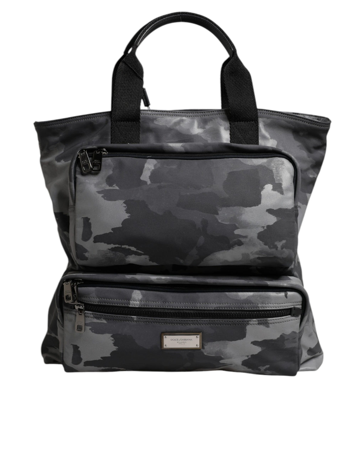 Sac cabas Dolce &amp; Gabbana en coton camouflage gris à plusieurs compartiments