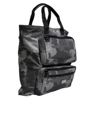 Sac cabas Dolce &amp; Gabbana en coton camouflage gris à plusieurs compartiments