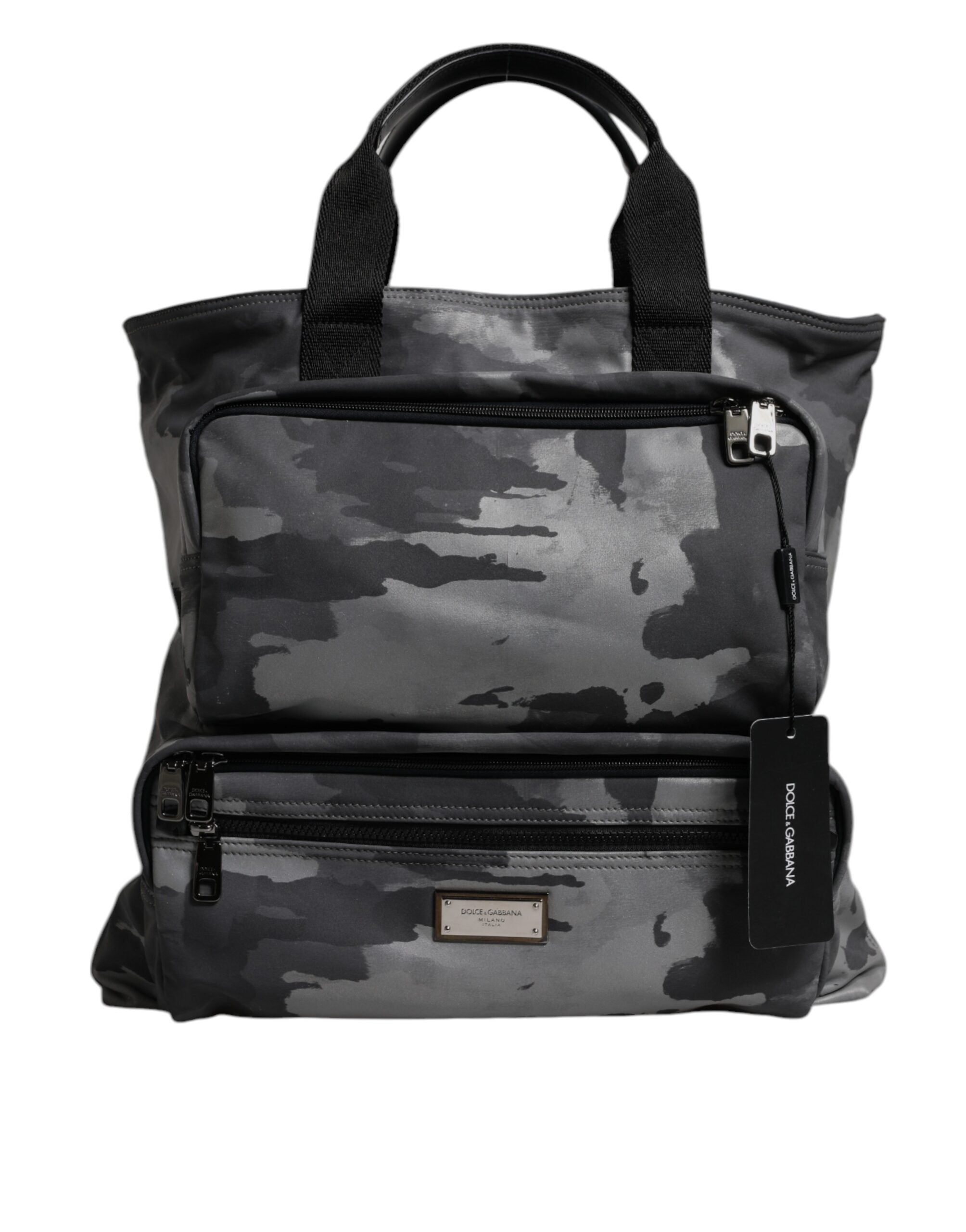 Sac cabas Dolce &amp; Gabbana en coton camouflage gris à plusieurs compartiments