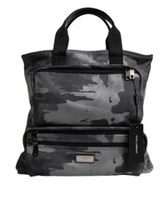 Sac cabas Dolce &amp; Gabbana en coton camouflage gris à plusieurs compartiments