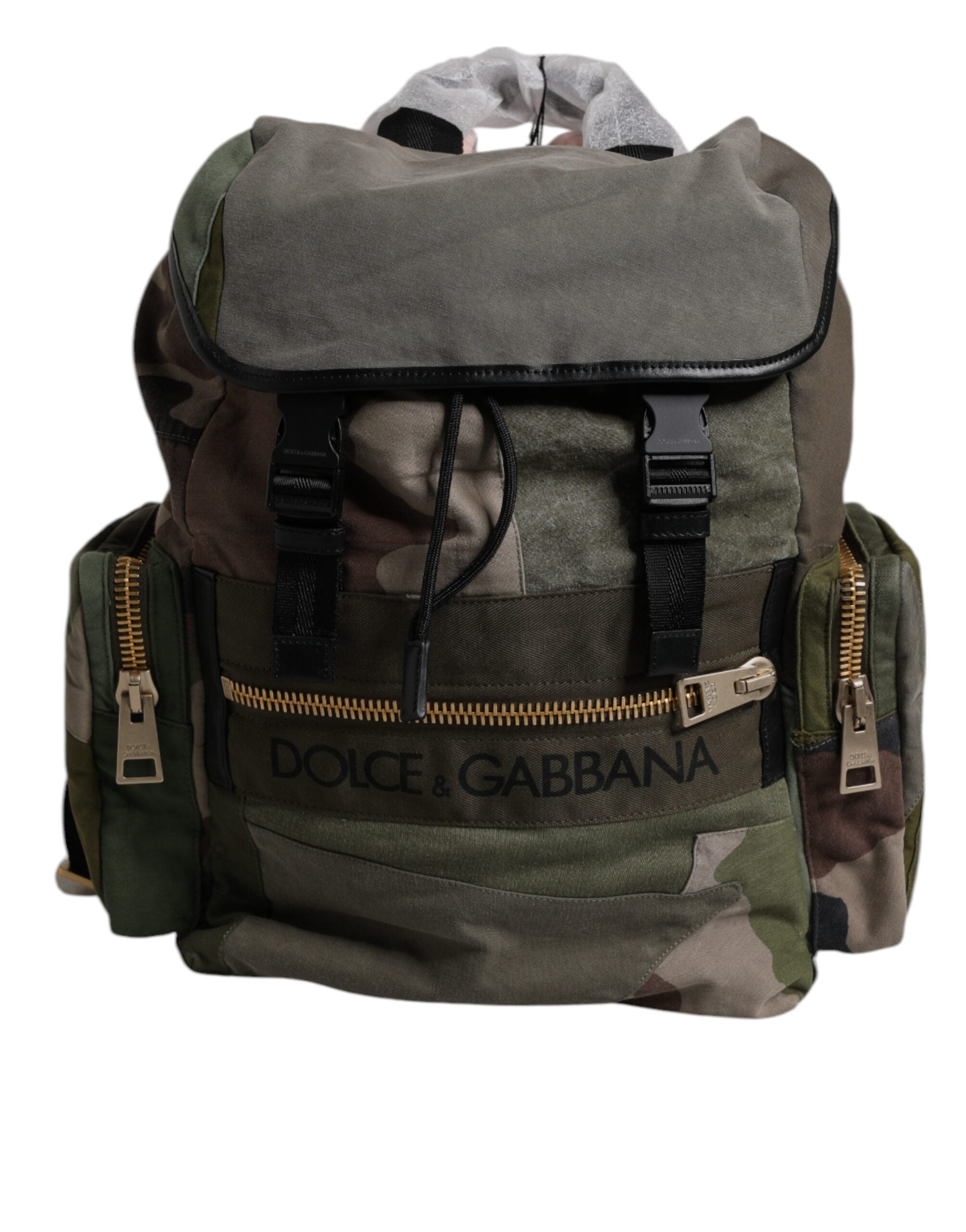 Dolce &amp; Gabbana Schulrucksack mit Patchwork-Muster in Militärgrün