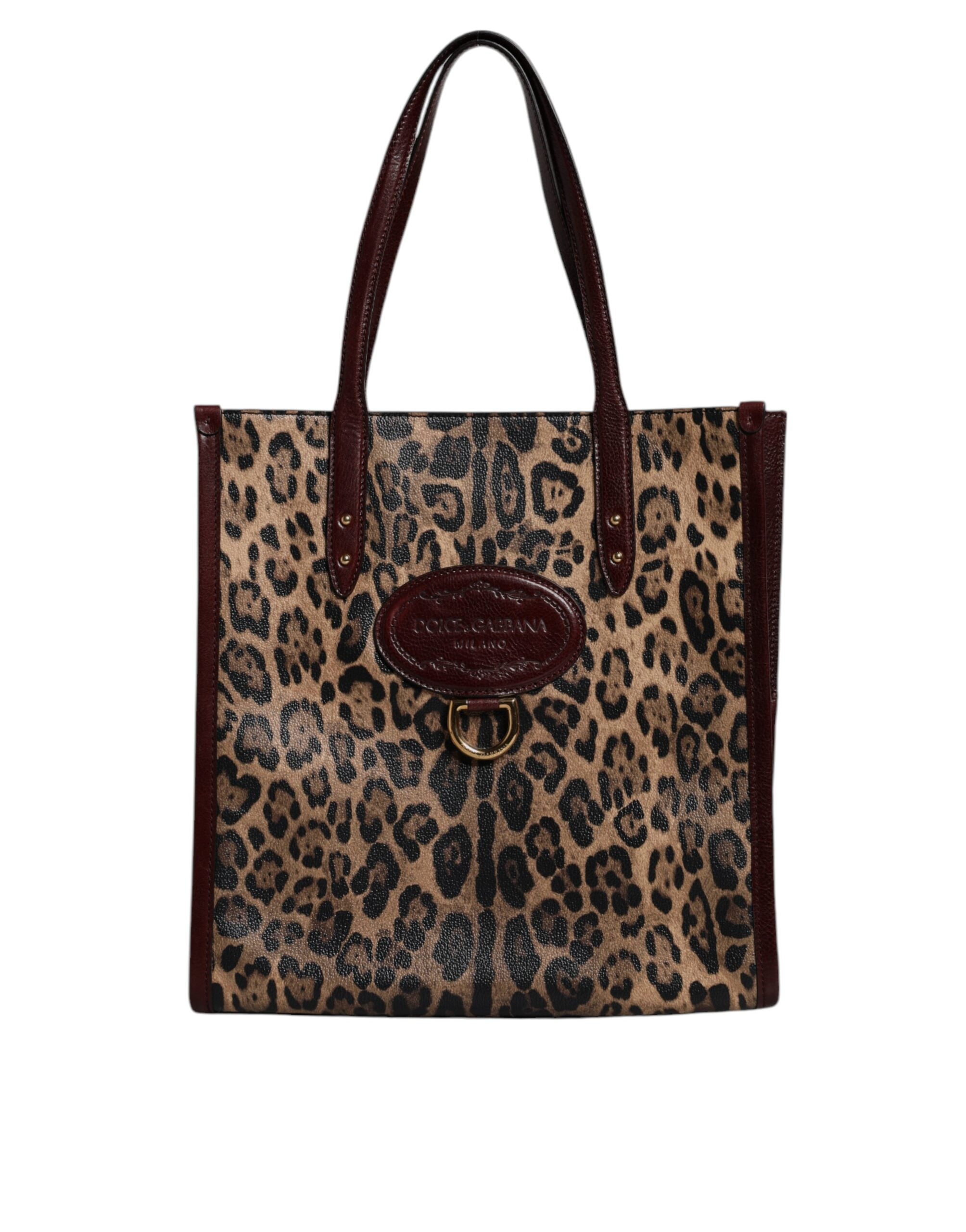 Sac cabas Dolce &amp; Gabbana en cuir léopard marron avec bandoulière