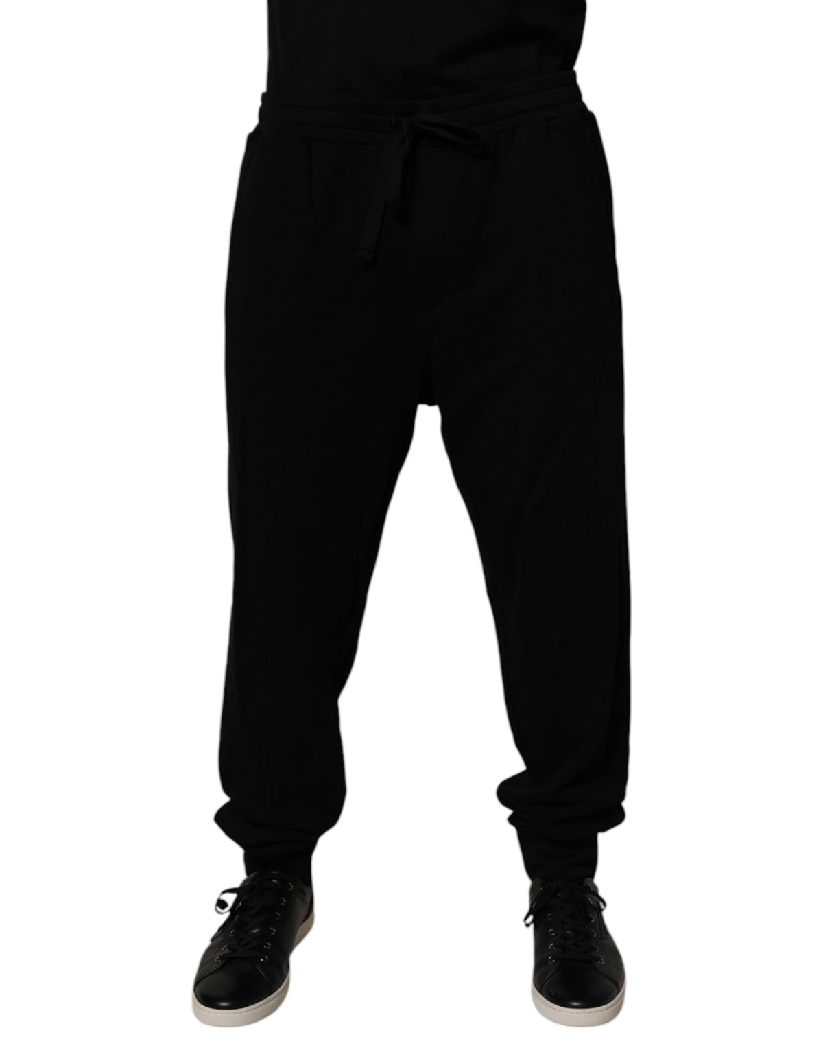 Dolce & Gabbana Black Cotton Crown Logo Jogger Pants