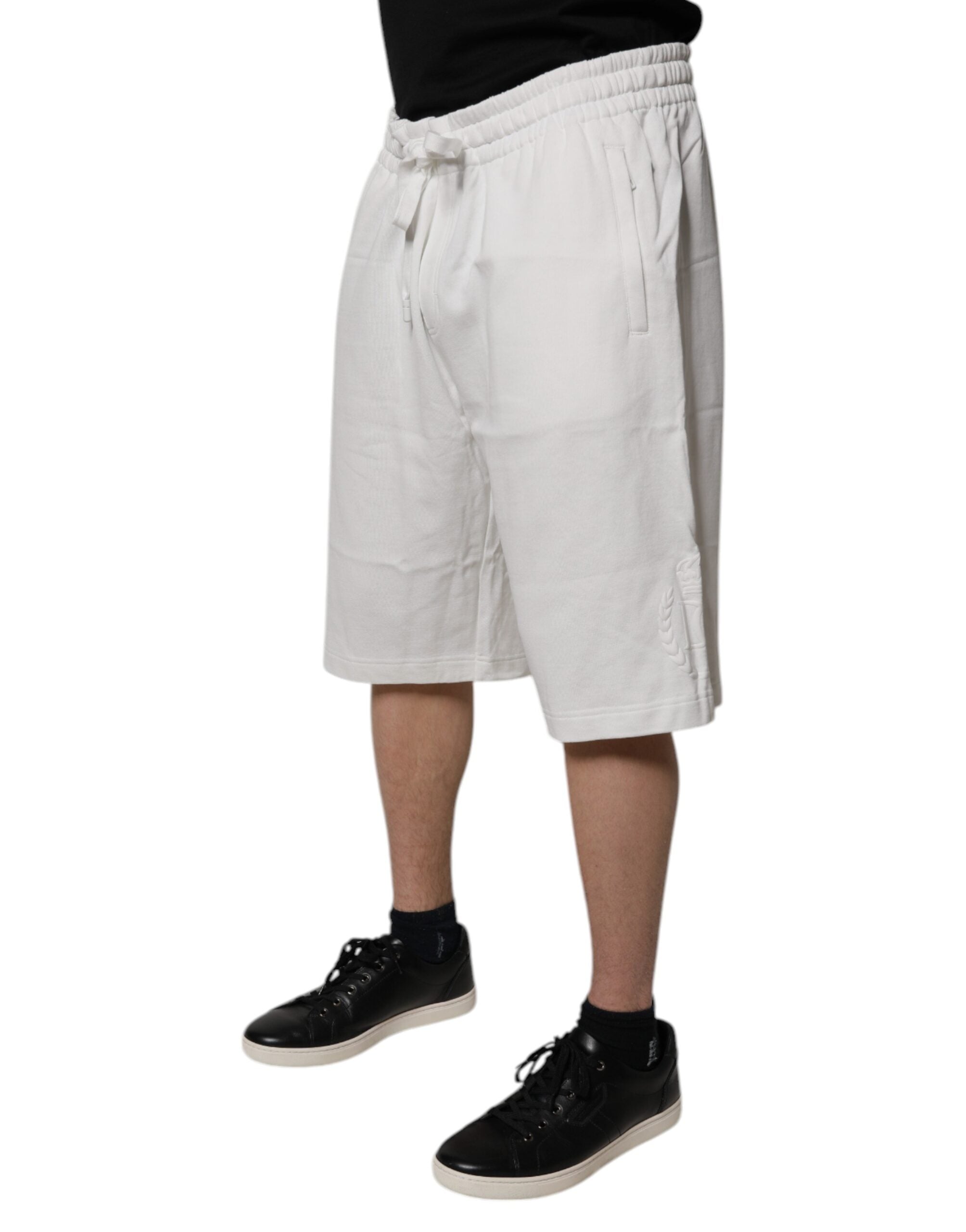 Short de survêtement Dolce &amp; Gabbana en coton blanc, style bermuda, pour homme.