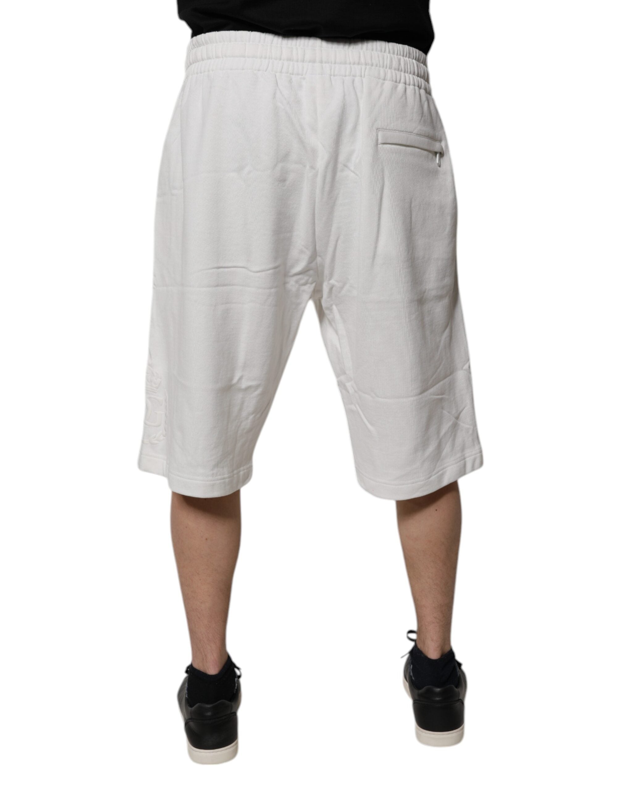 Short de survêtement Dolce &amp; Gabbana en coton blanc, style bermuda, pour homme.