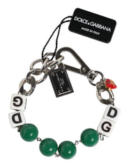 Bracelet à breloques Dolce &amp; Gabbana en laiton argenté orné d'un logo en forme de dés