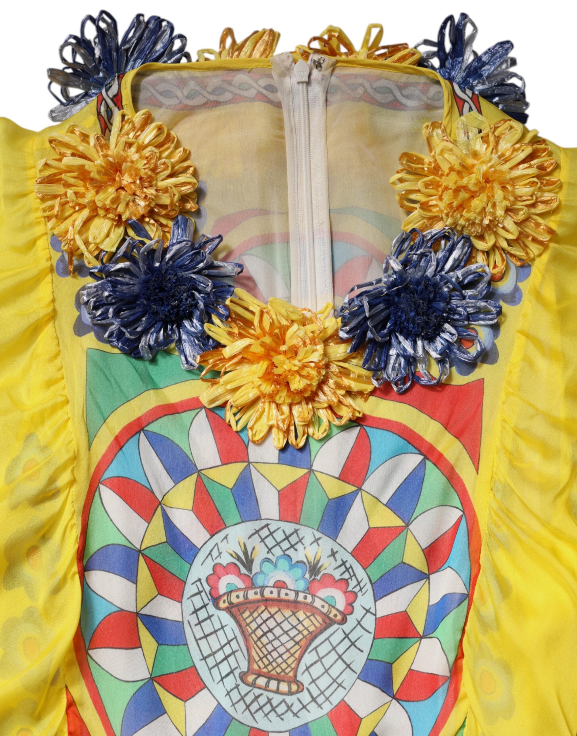 Dolce &amp; Gabbana Kaftan-Kleid aus Twill mit mehrfarbigem Carretto-Print