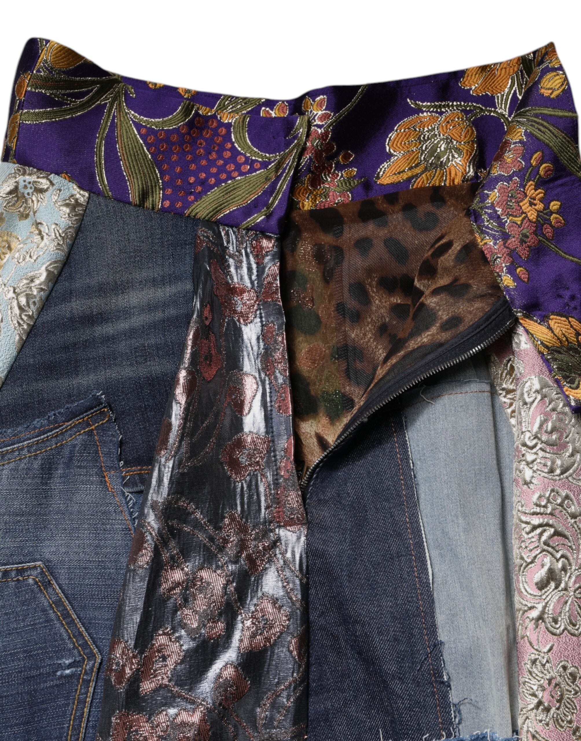 Jupe midi taille haute patchwork multicolore Dolce &amp; Gabbana