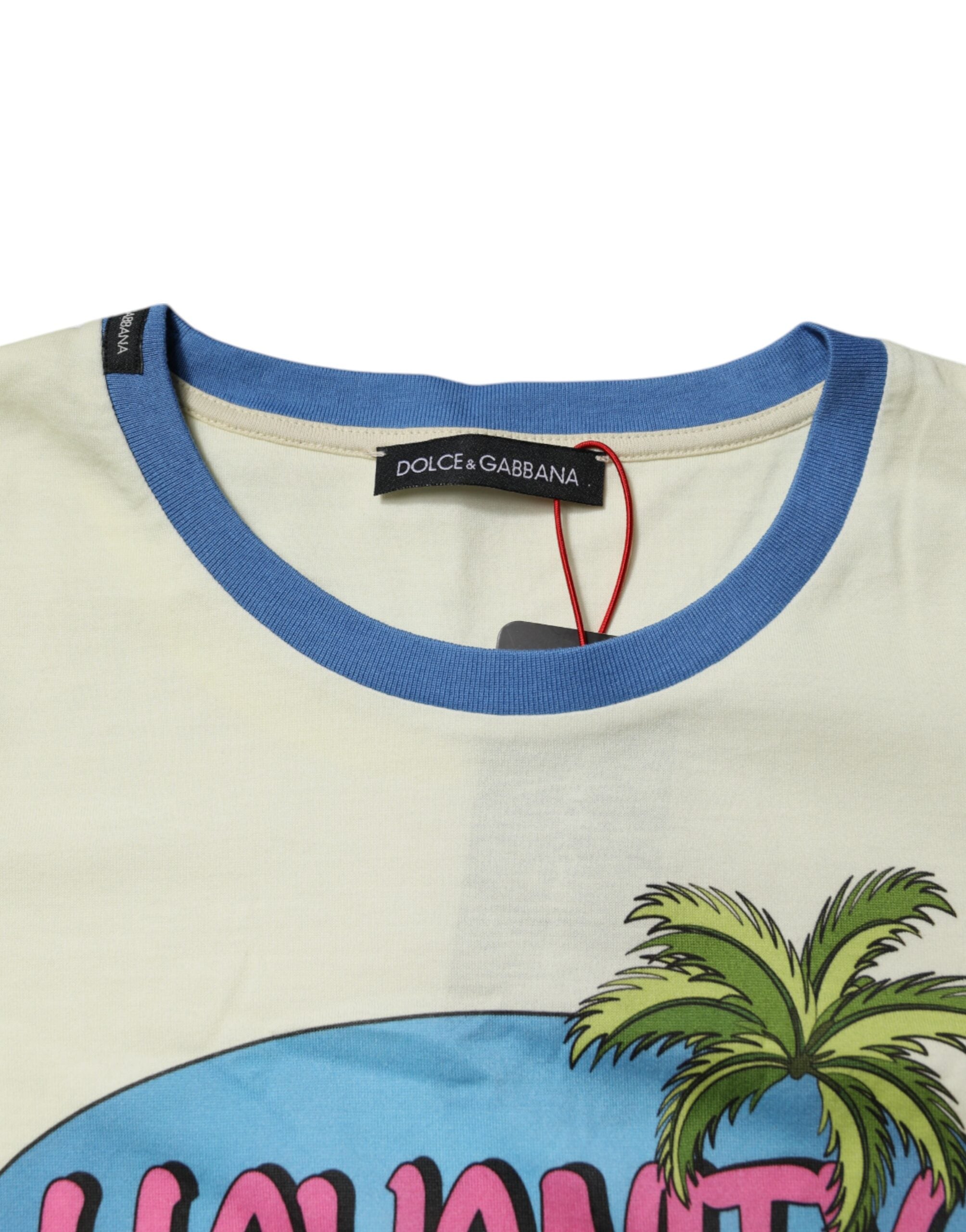 T-shirt à manches courtes en coton jaune clair Dolce &amp; Gabbana