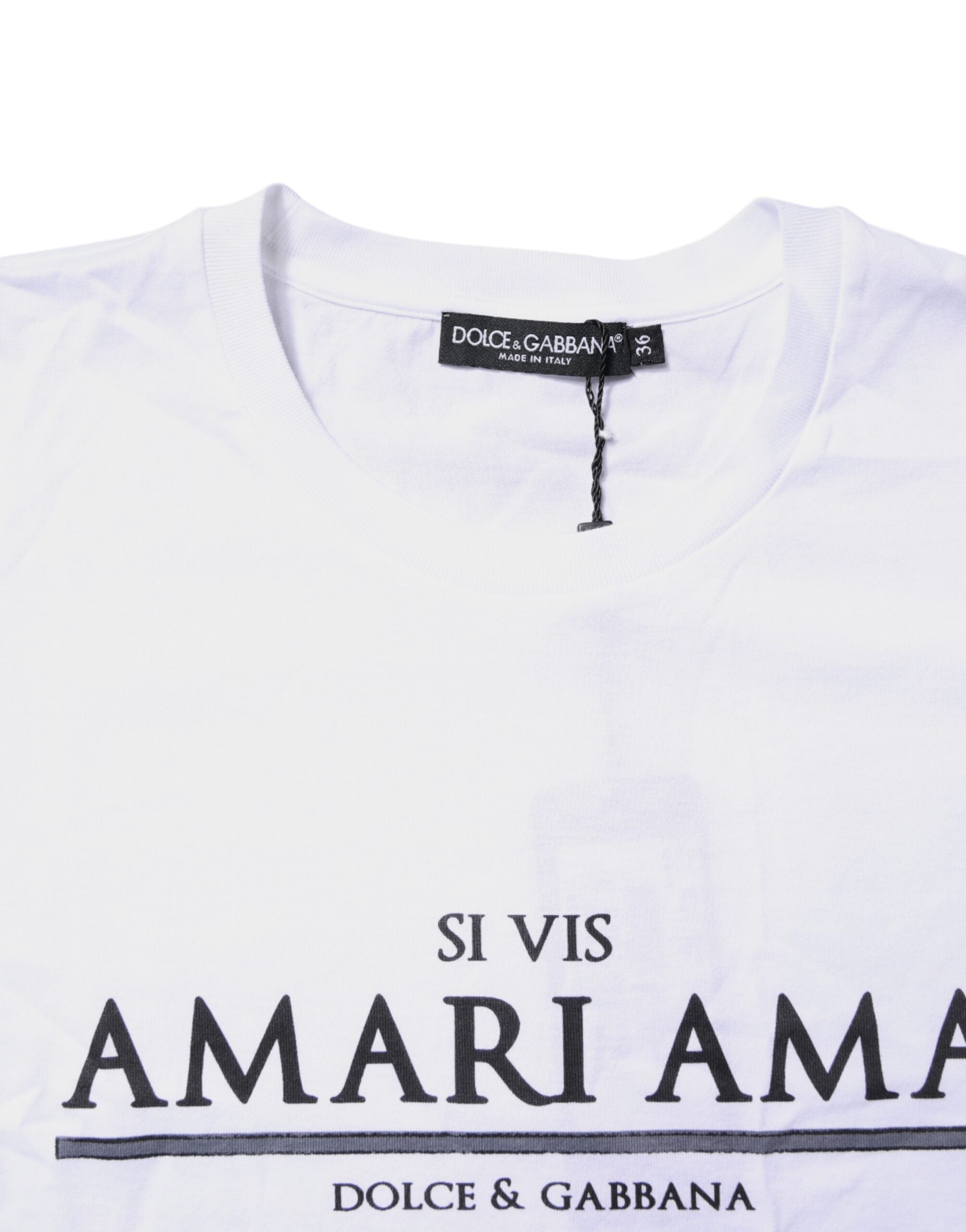 T-shirt Dolce &amp; Gabbana blanc en coton imprimé à col rond