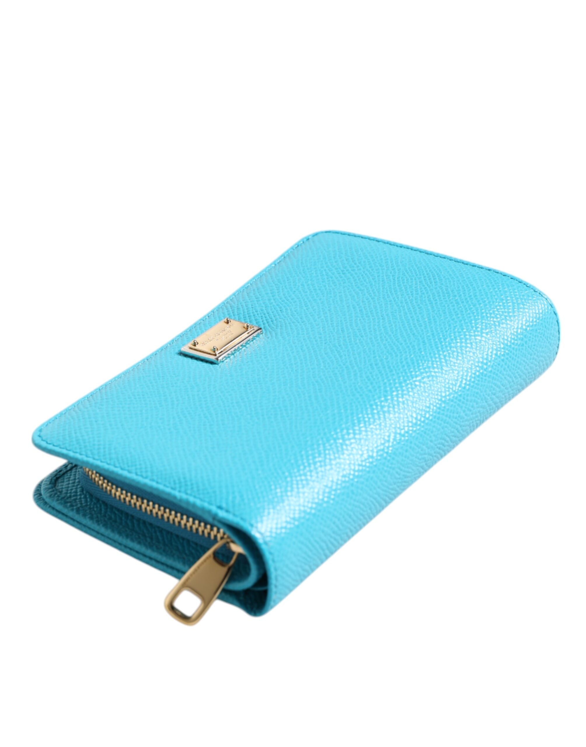 Portefeuille Dolce &amp; Gabbana en cuir bleu clair, format portefeuille continental