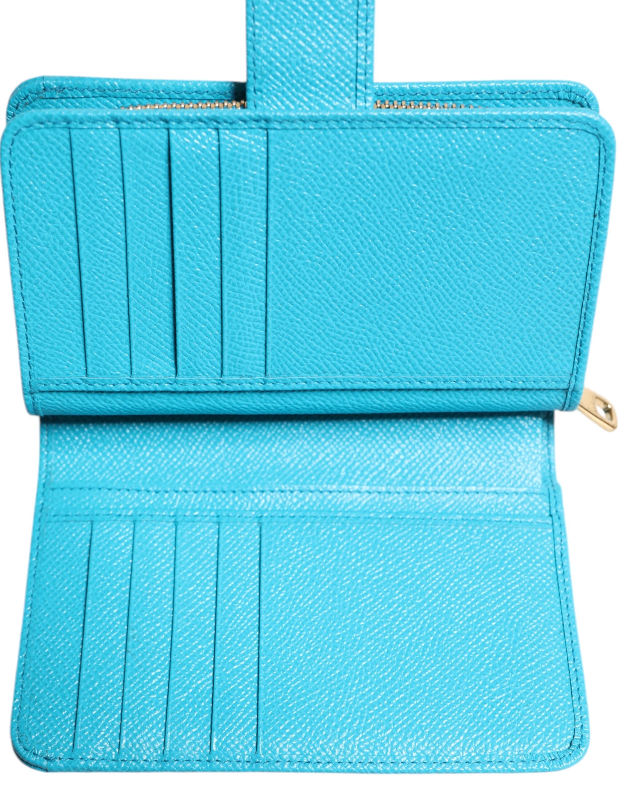 Portefeuille Dolce &amp; Gabbana en cuir bleu clair, format portefeuille continental