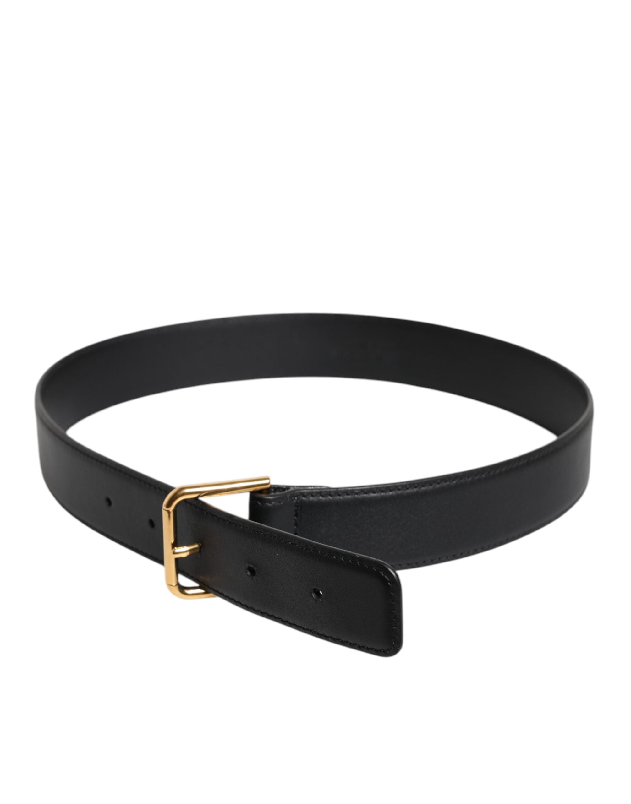 Ceinture classique Dolce &amp; Gabbana en cuir noir avec boucle en métal