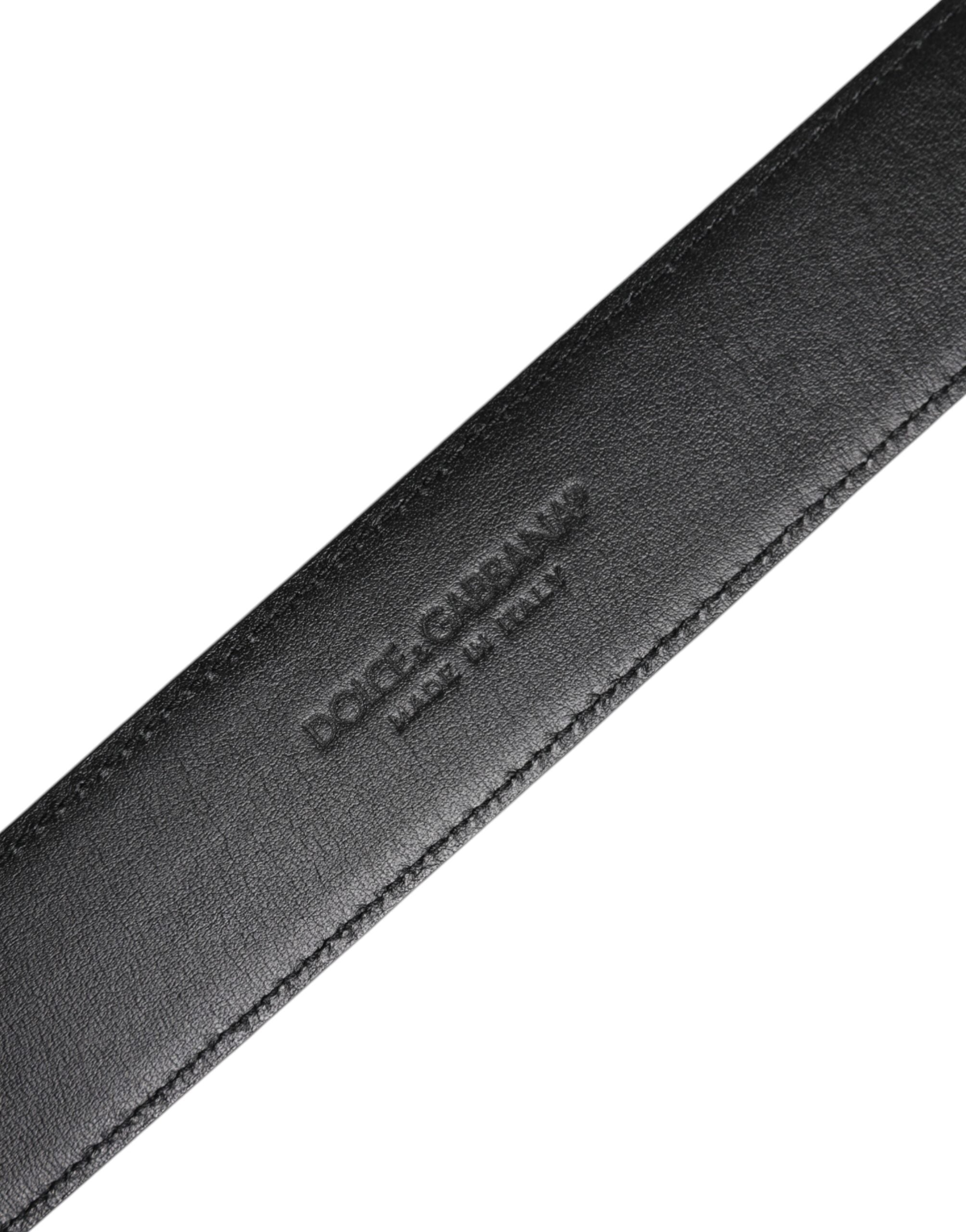 Ceinture classique Dolce &amp; Gabbana en cuir noir avec boucle en métal