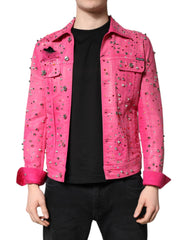 Dolce &amp; Gabbana Jeansjacke aus Baumwolle mit rosa Kristallverzierungen