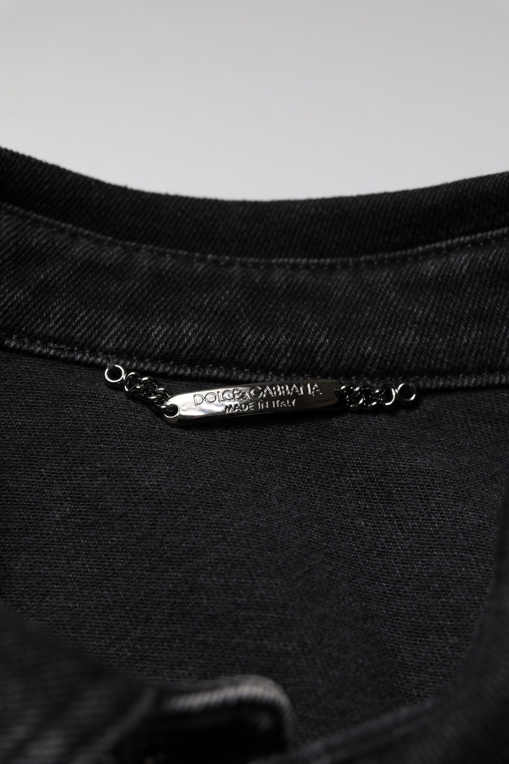 Veste en jean stretch en coton noir à logo Dolce &amp; Gabbana