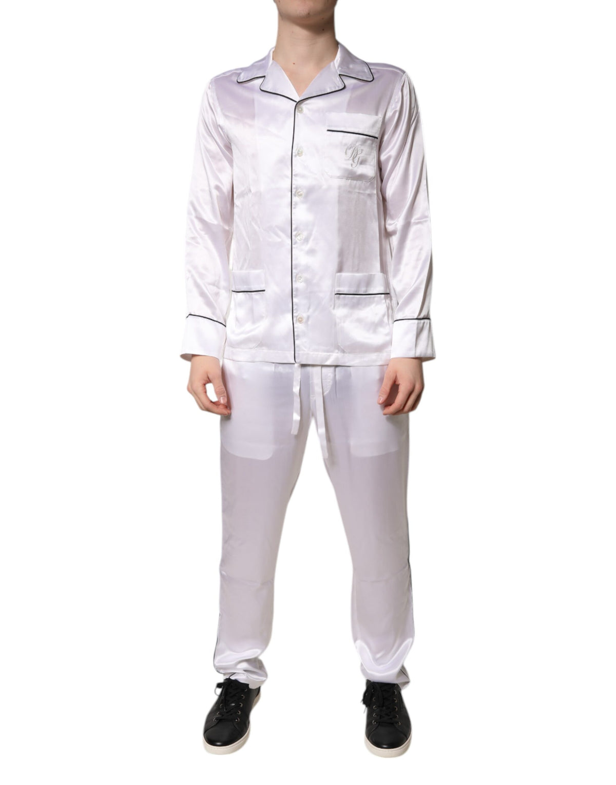 Ensemble pyjama homme Dolce &amp; Gabbana en satin de soie blanc