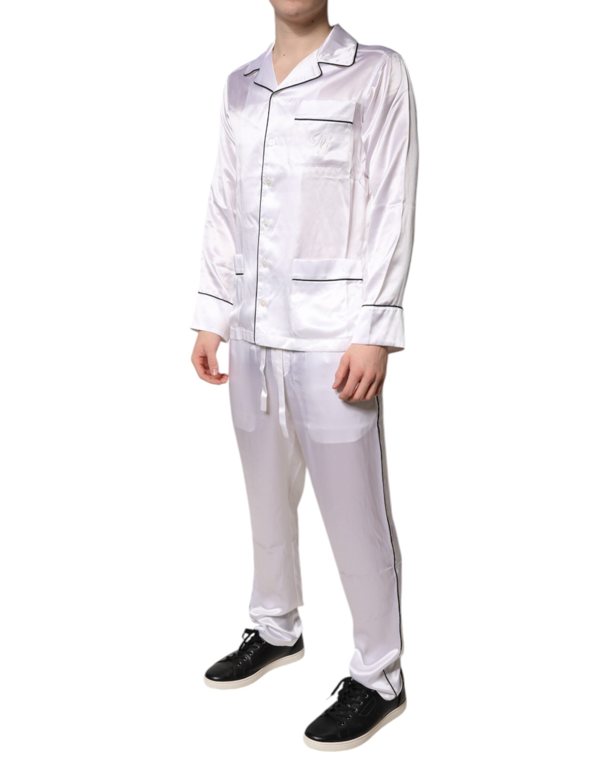Ensemble pyjama homme Dolce &amp; Gabbana en satin de soie blanc