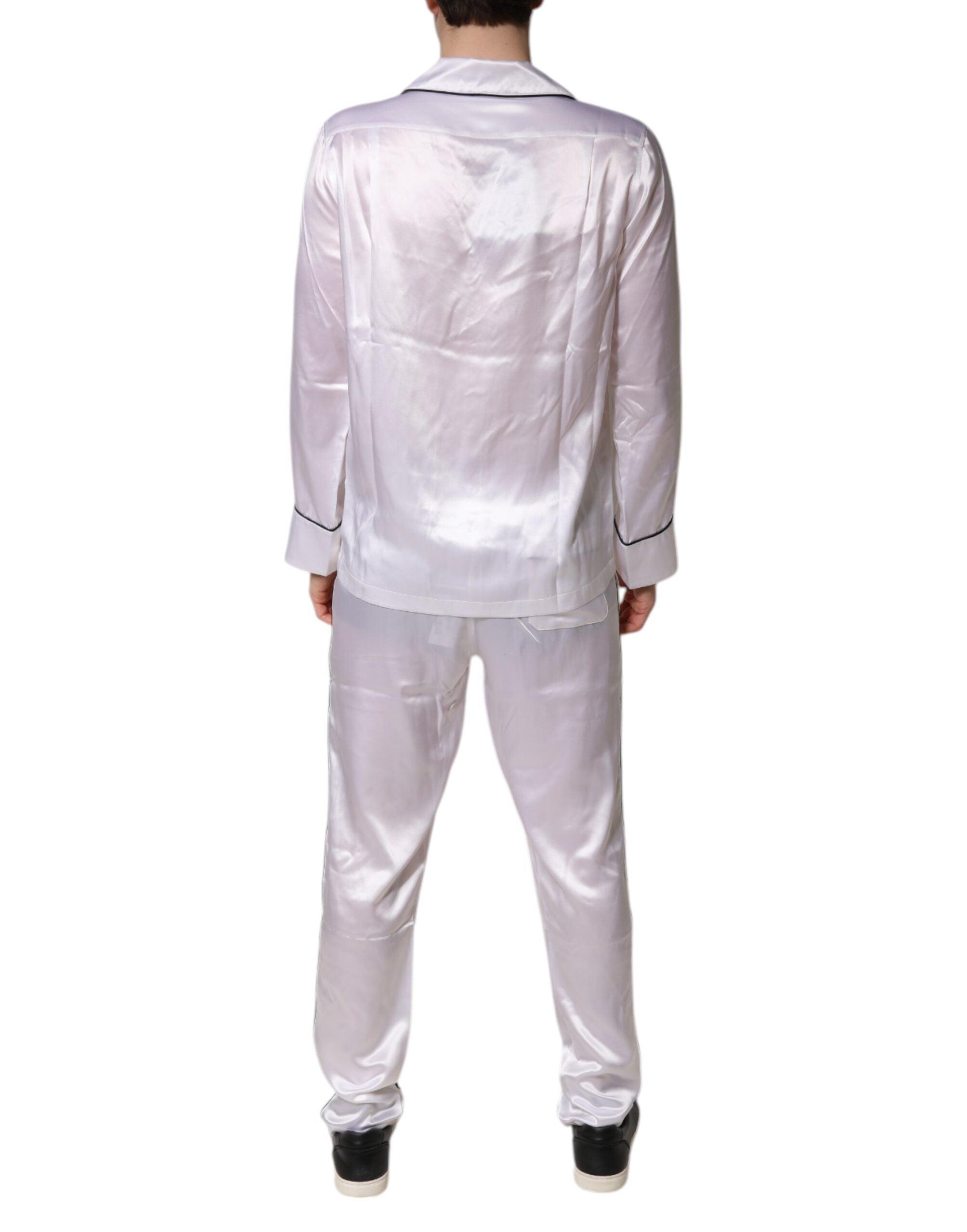 Ensemble pyjama homme Dolce &amp; Gabbana en satin de soie blanc