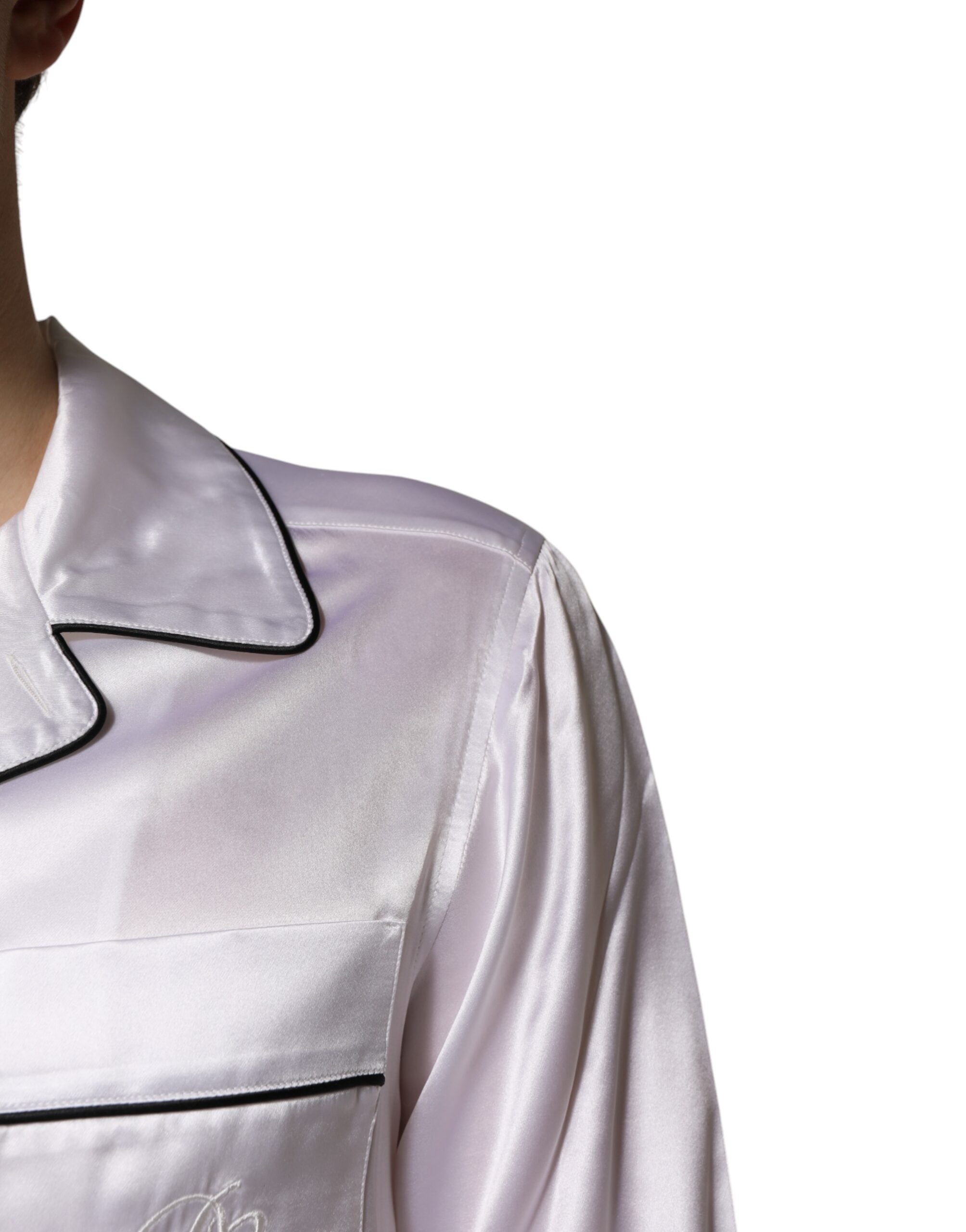 Ensemble pyjama homme Dolce &amp; Gabbana en satin de soie blanc