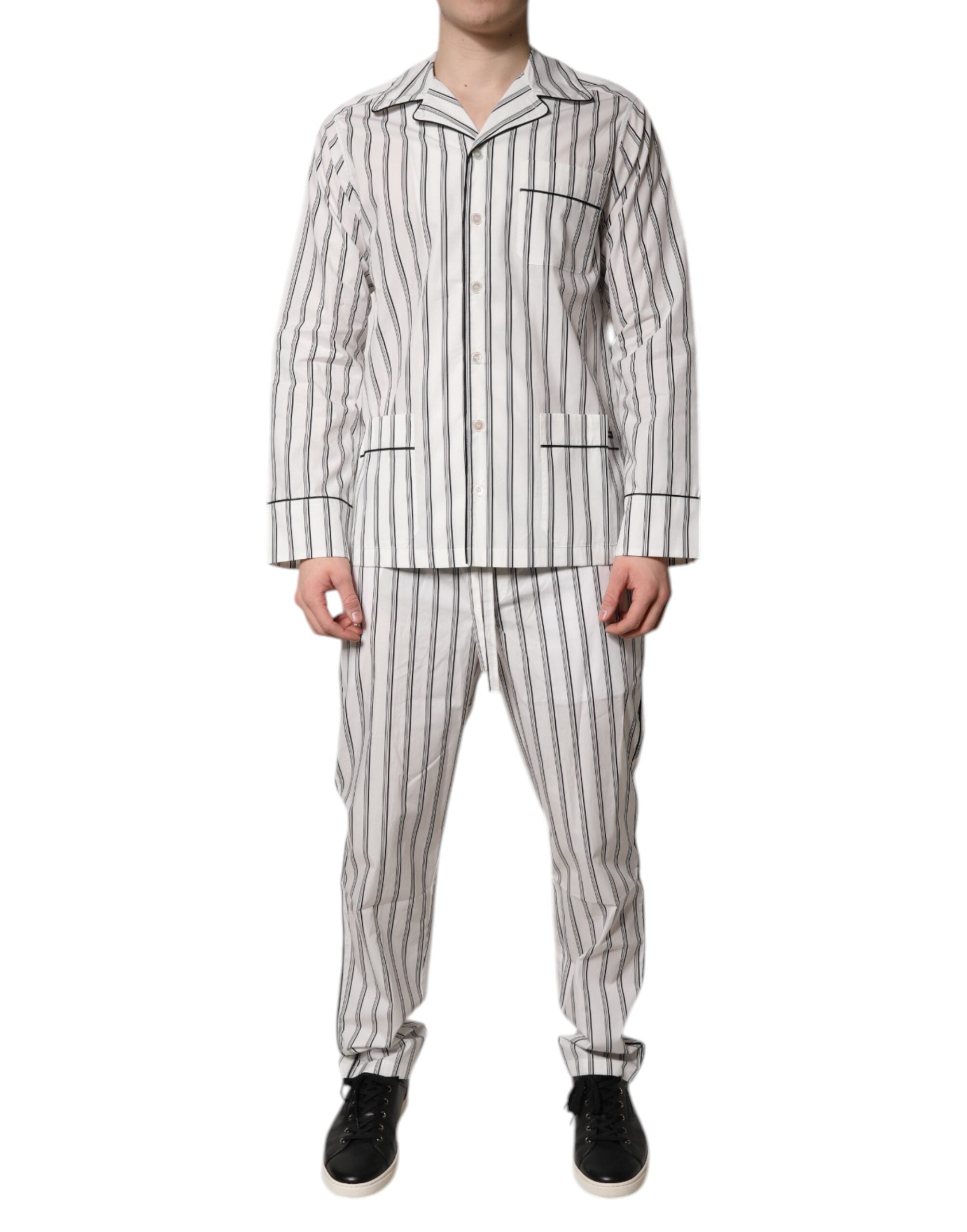 Ensemble pyjama homme Dolce &amp; Gabbana en coton à rayures blanches et noires