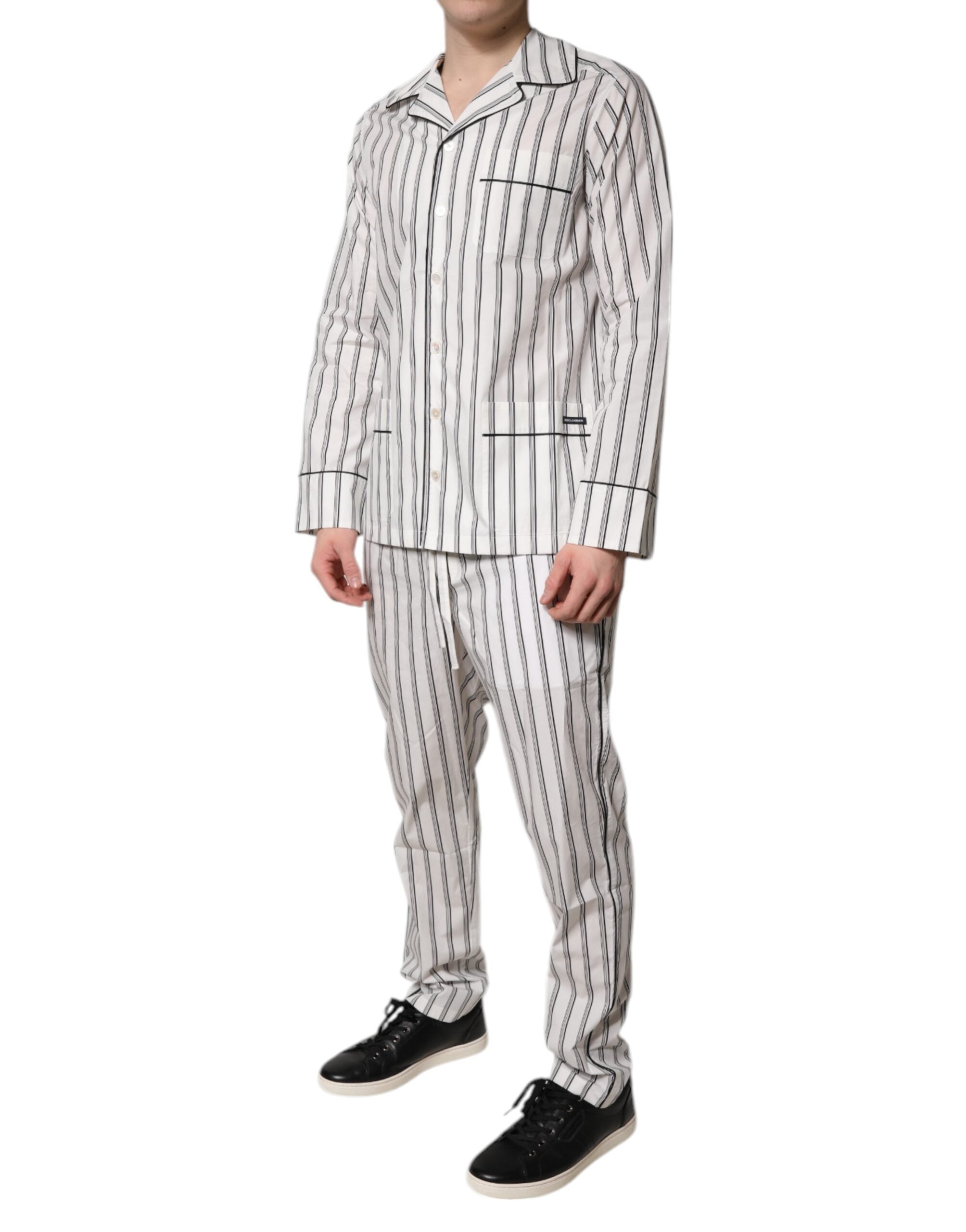 Ensemble pyjama homme Dolce &amp; Gabbana en coton à rayures blanches et noires