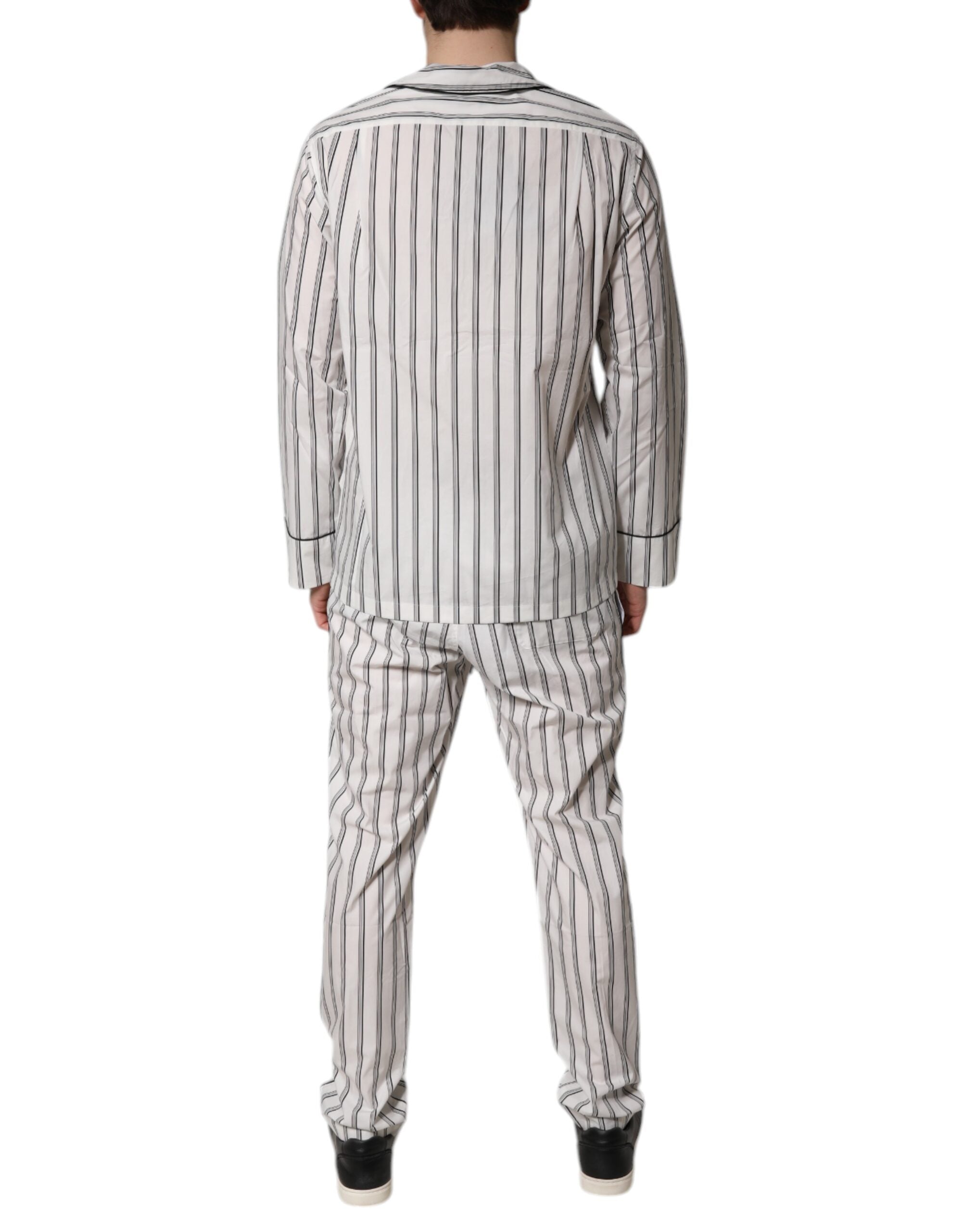 Ensemble pyjama homme Dolce &amp; Gabbana en coton à rayures blanches et noires