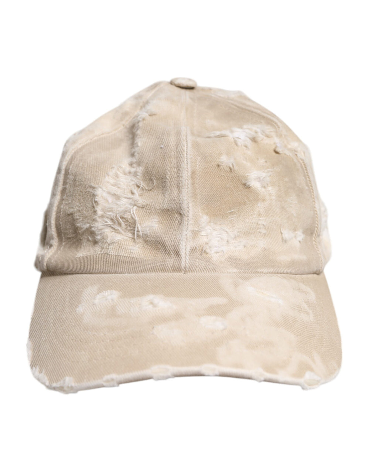 Dolce &amp; Gabbana Beige Tattered Cotton 6 Panels Baseball Cap