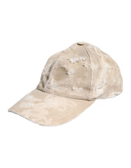 Dolce &amp; Gabbana Beige Tattered Cotton 6 Panels Baseball Cap