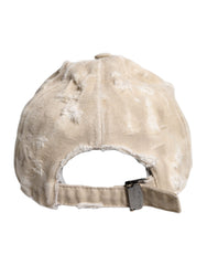 Dolce &amp; Gabbana Beige Tattered Cotton 6 Panels Baseball Cap