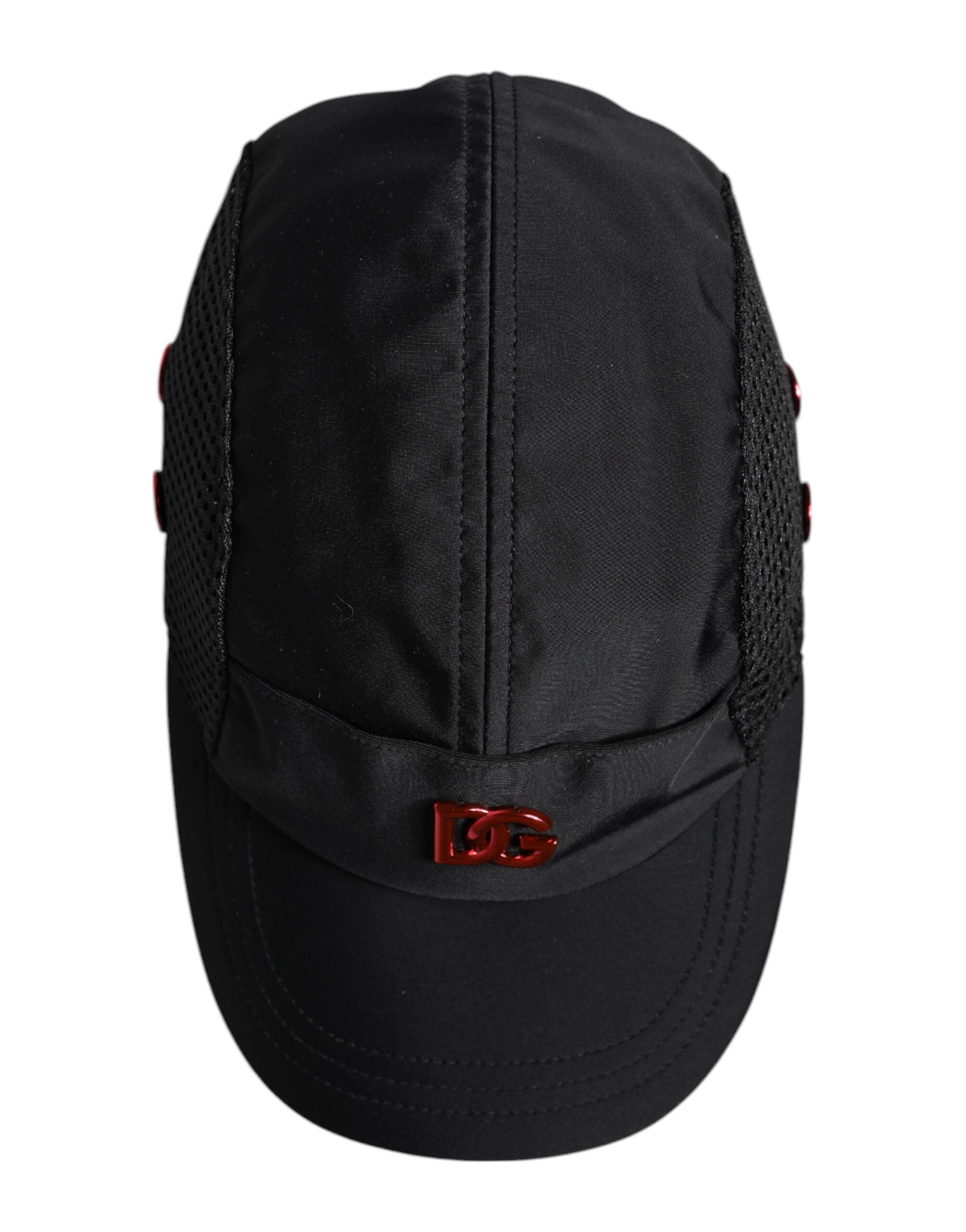 Dolce &amp; Gabbana Baseballkappe aus schwarzem Nylon mit Logo und 6 Panels