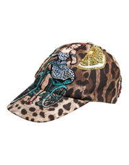 Dolce &amp; Gabbana Baseballkappe „Sicily“ mit braunem Leopardenmuster und Pailletten