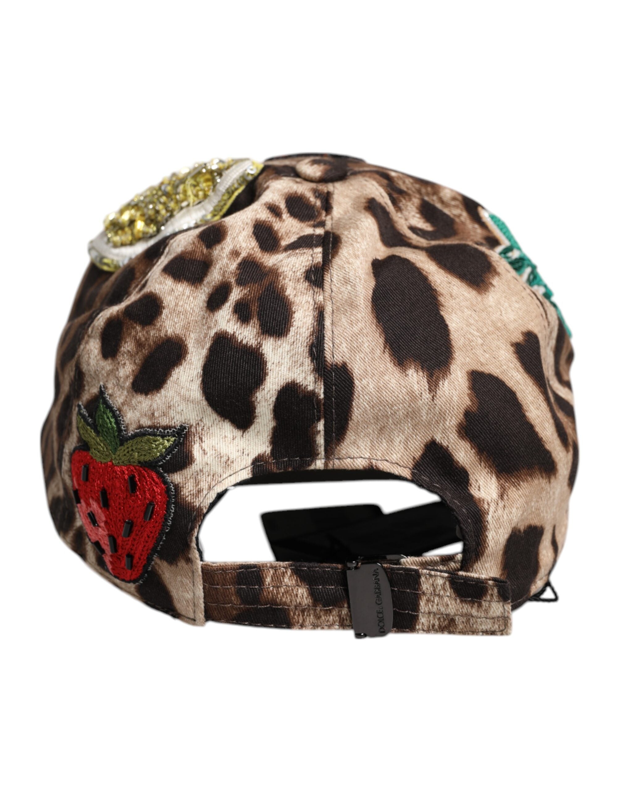 Dolce &amp; Gabbana Baseballkappe „Sicily“ mit braunem Leopardenmuster und Pailletten