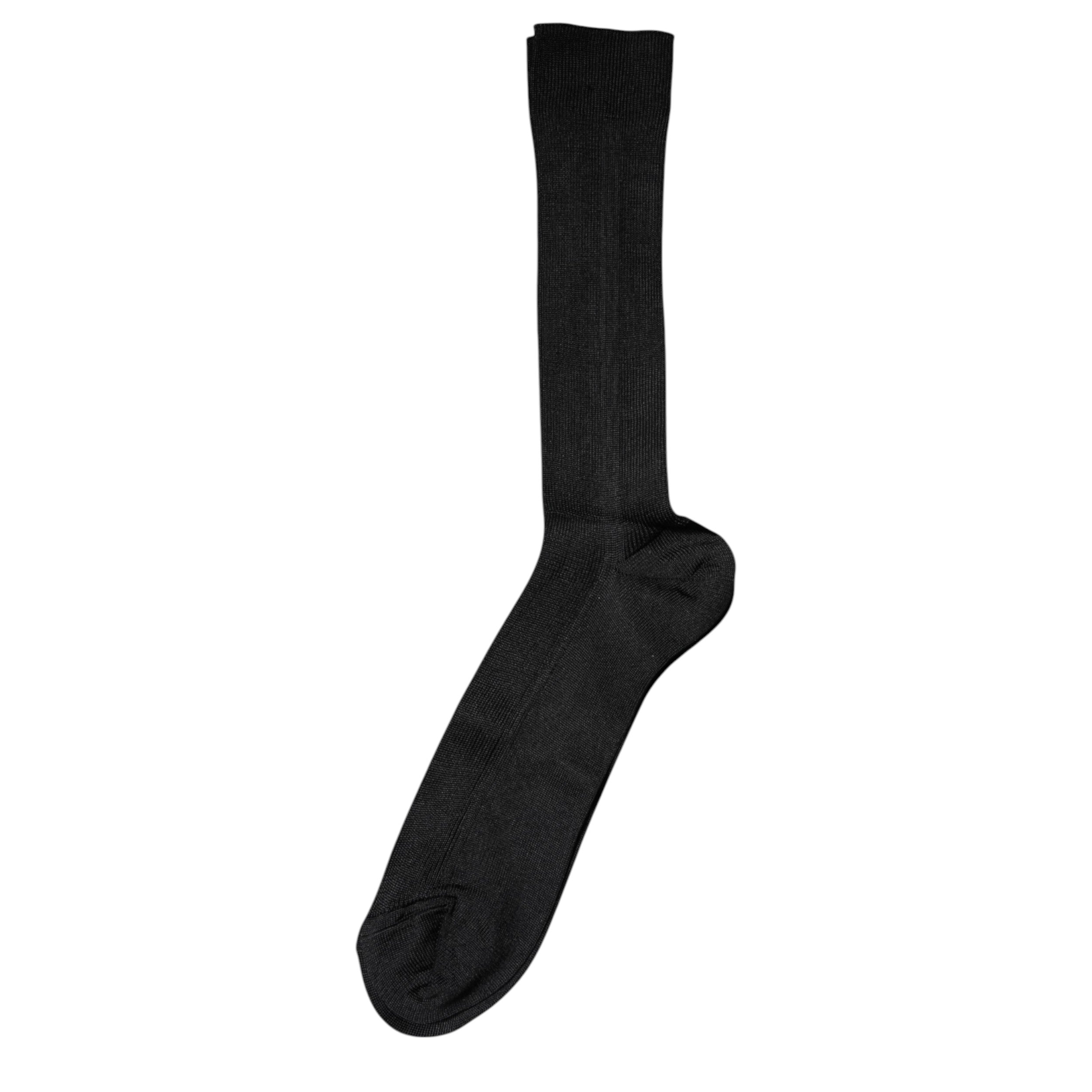 Dolce &amp; Gabbana Schwarze Baumwollsocken mit DG-Logo, mittelhoch, Herren