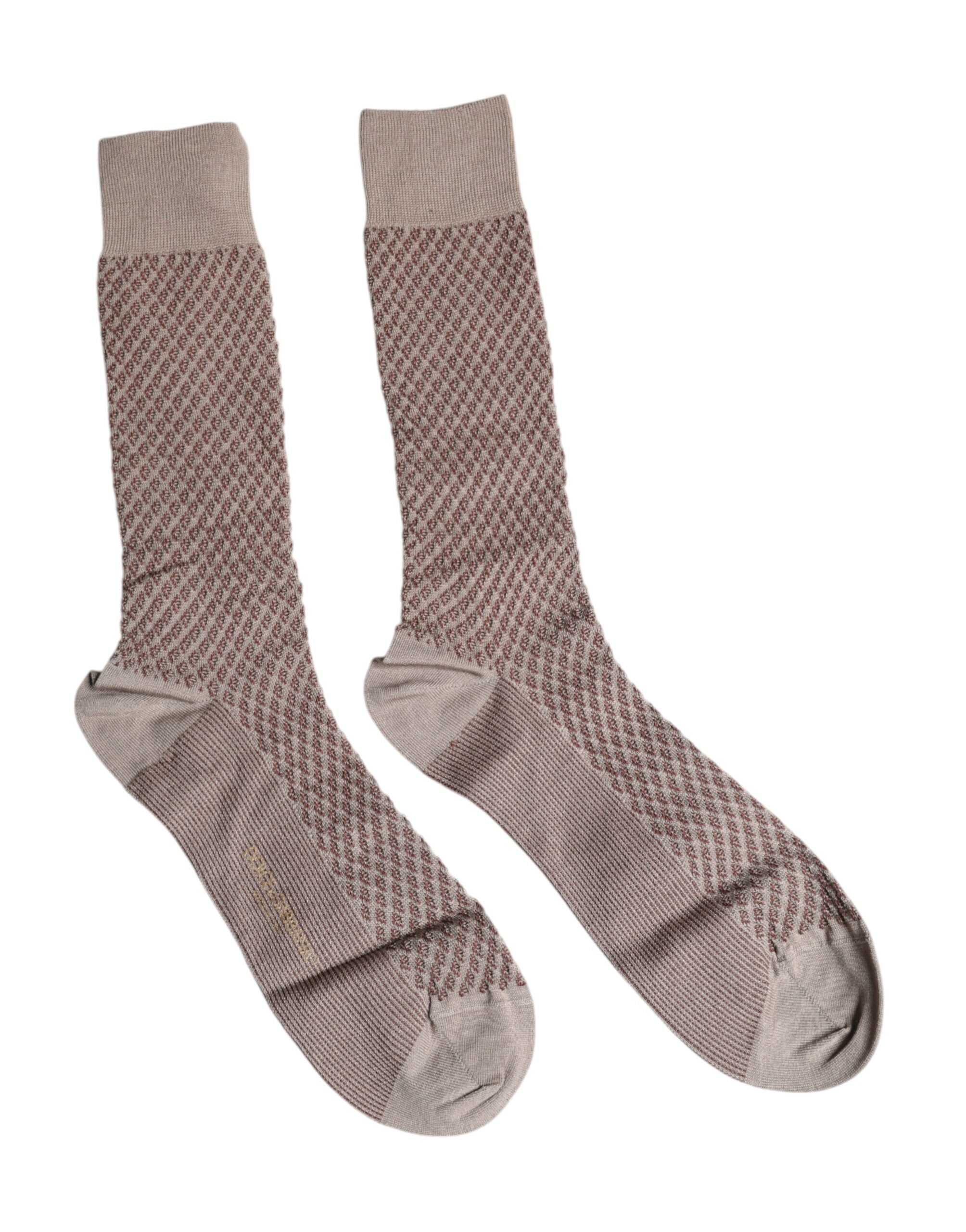 Dolce &amp; Gabbana braune Herrensocken mit einfarbigem DG-Logo, mittelhoch