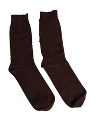 Dolce &amp; Gabbana braune, einfarbige Stretch-Socken aus Baumwolle, mittelhoch