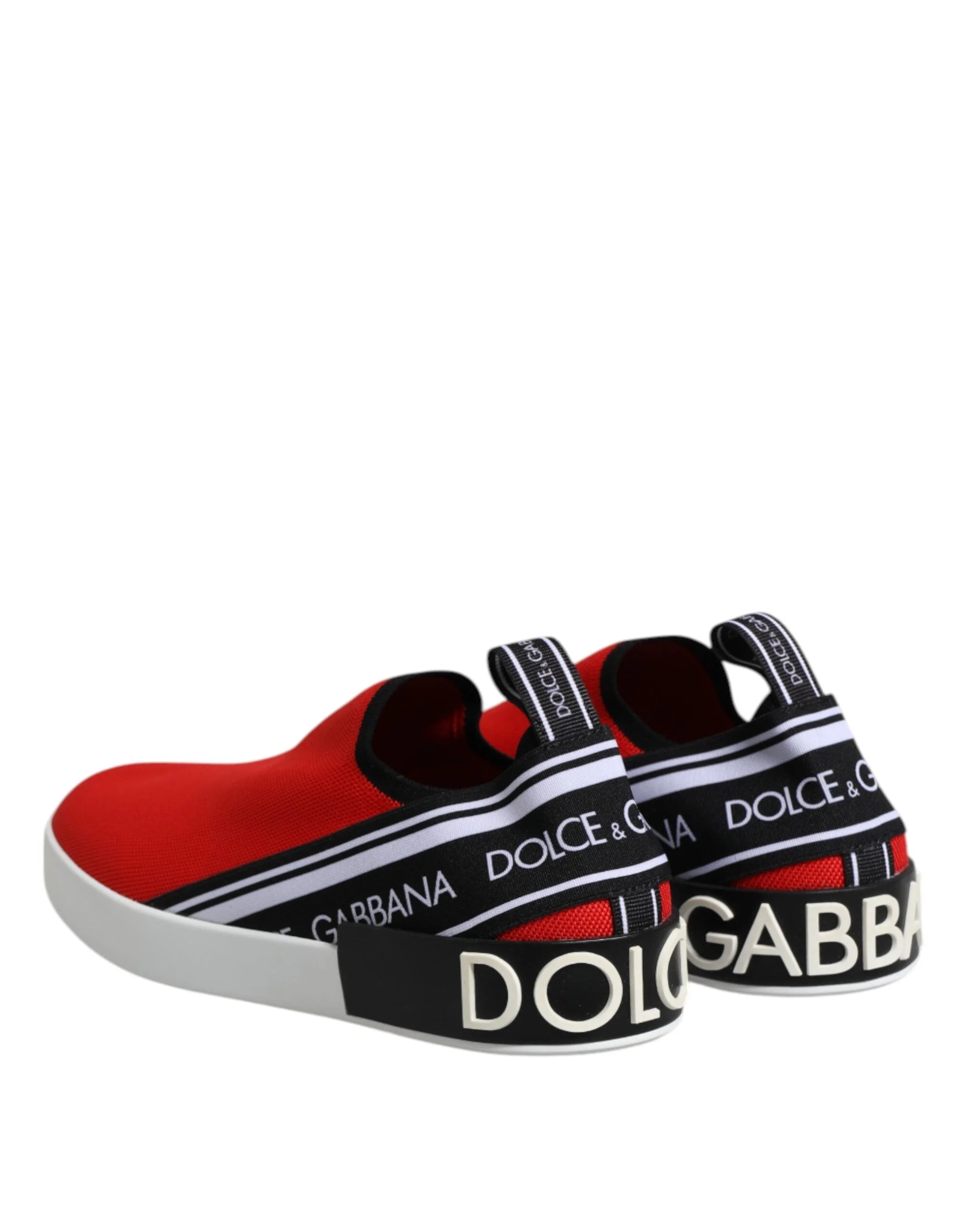 Dolce & Gabbana Red Logo Low Top Slip On Men Sneakers Shoes - EU40/US7