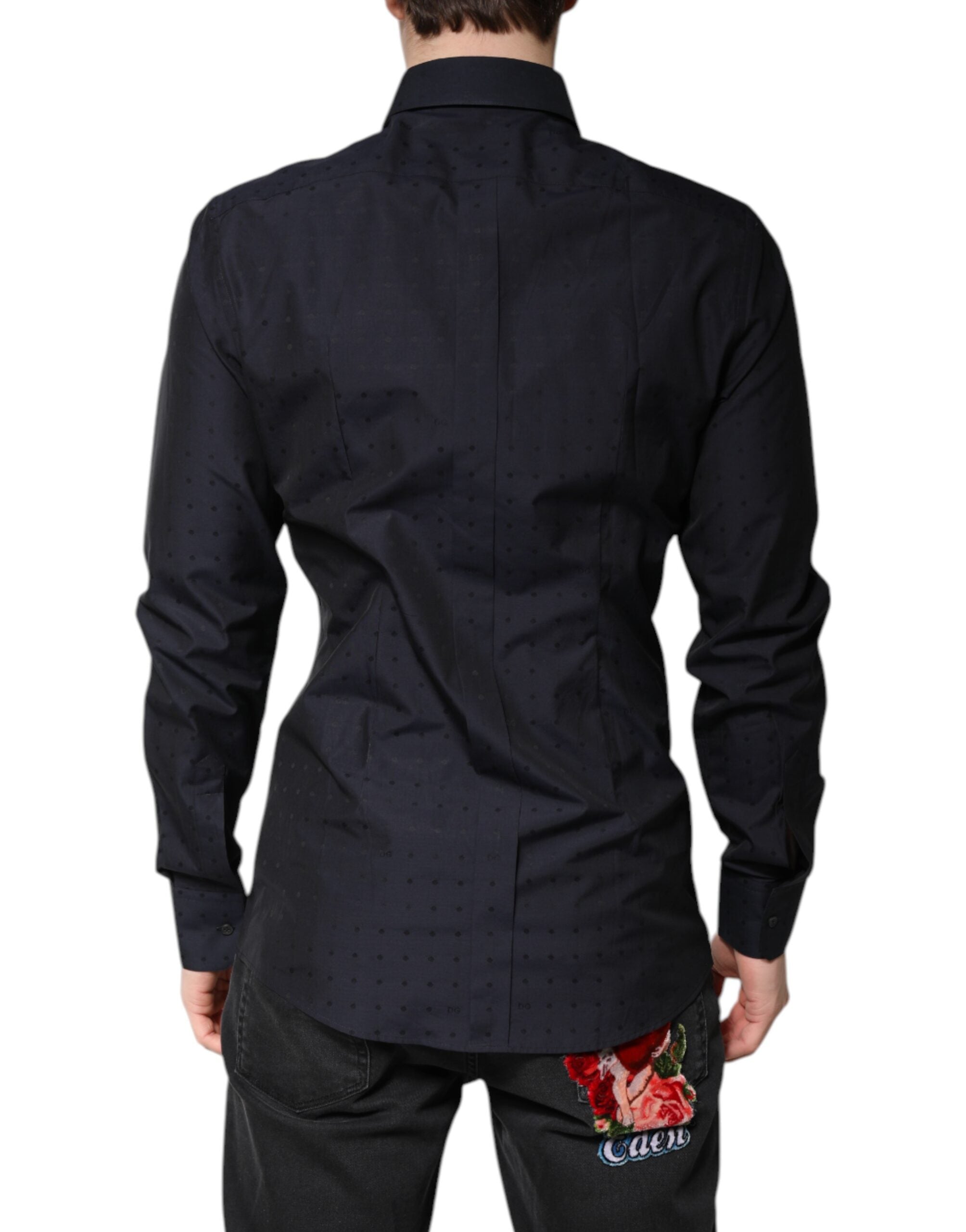 Chemise habillée formelle pour homme Dolce &amp; Gabbana en coton noir et or