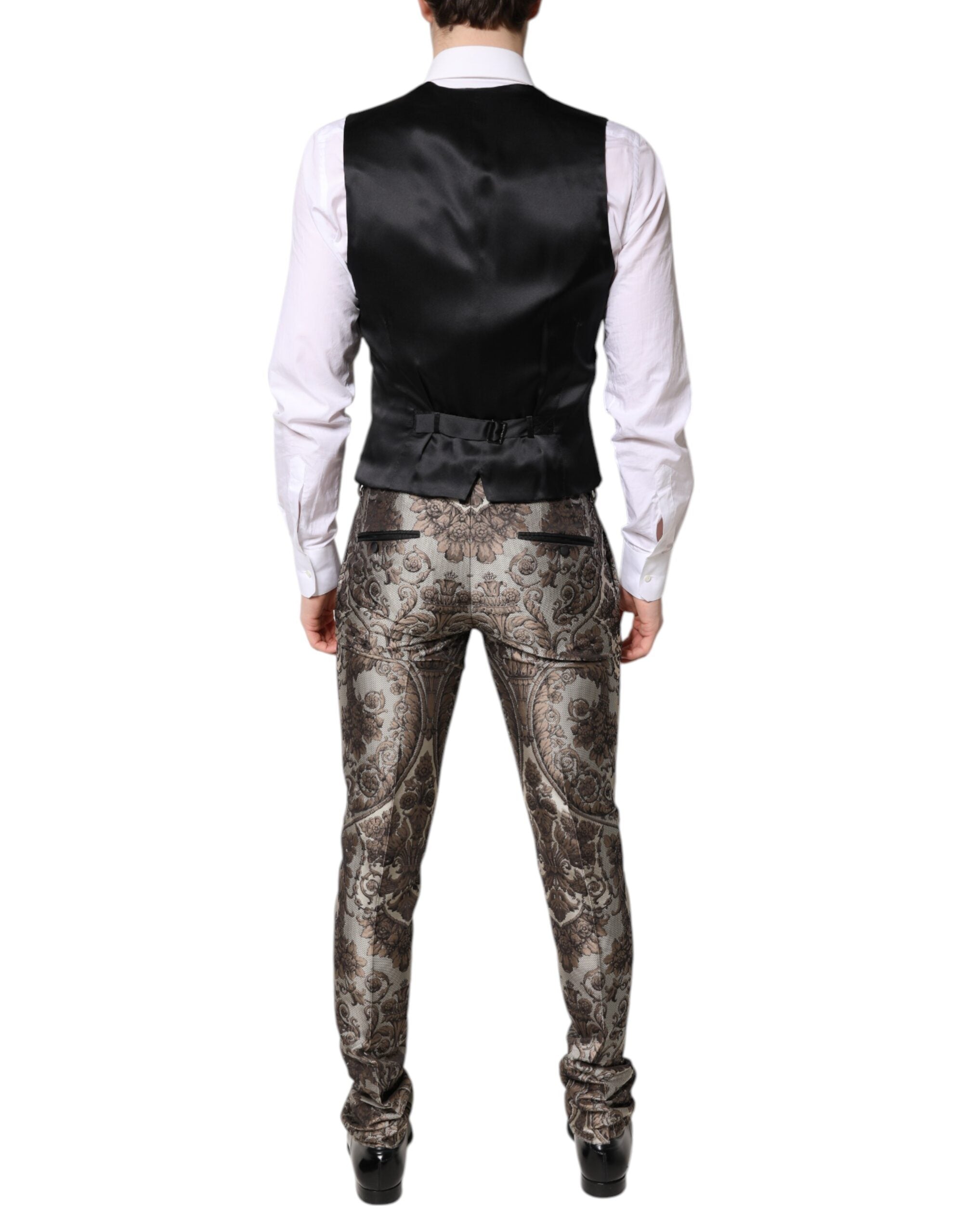 Dolce &amp; Gabbana Mehrfarbiger Jacquard-Einreiher, 3-teiliger Anzug