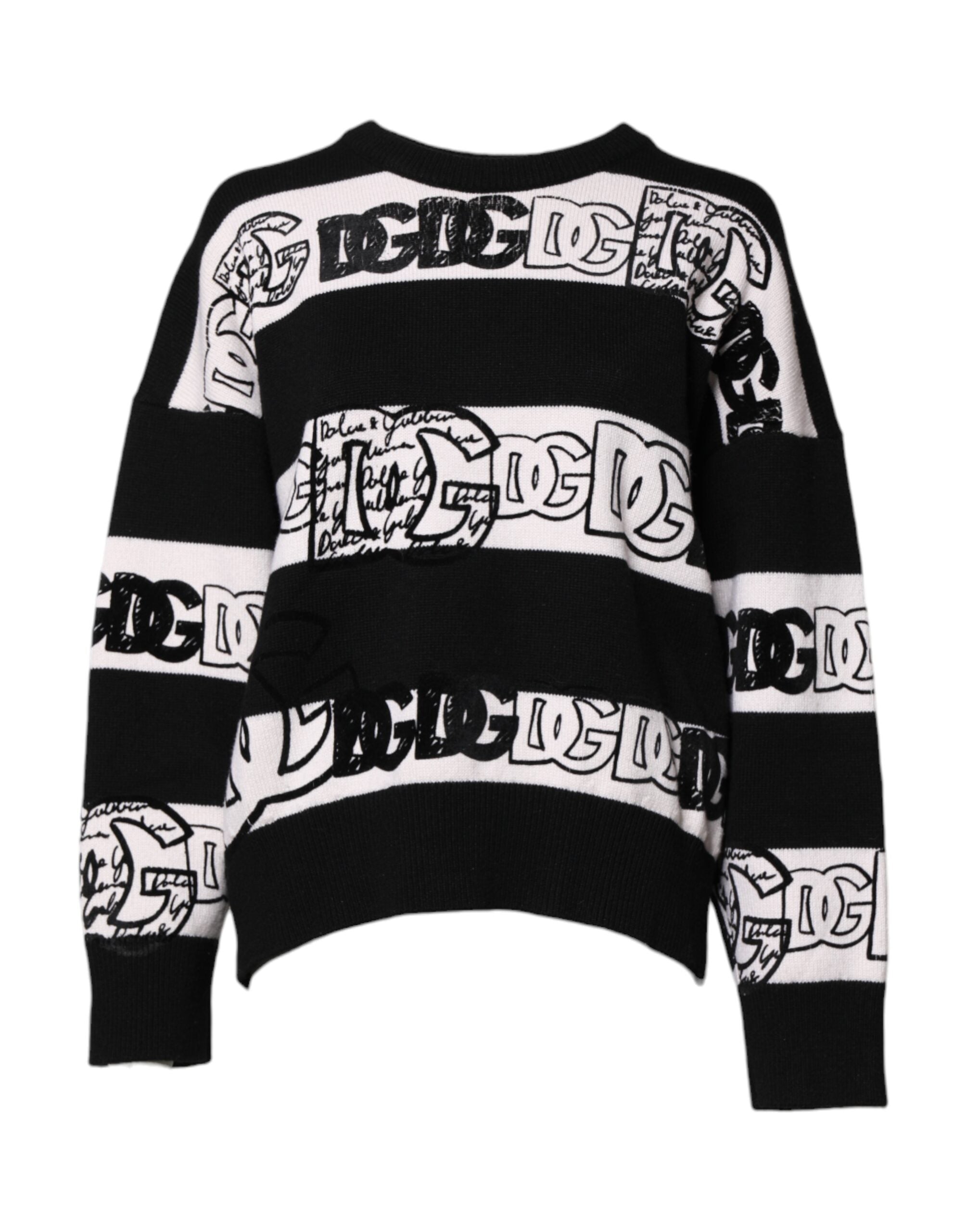 Dolce &amp; Gabbana Pullover aus Wolle mit schwarzem und weißem Logoprint