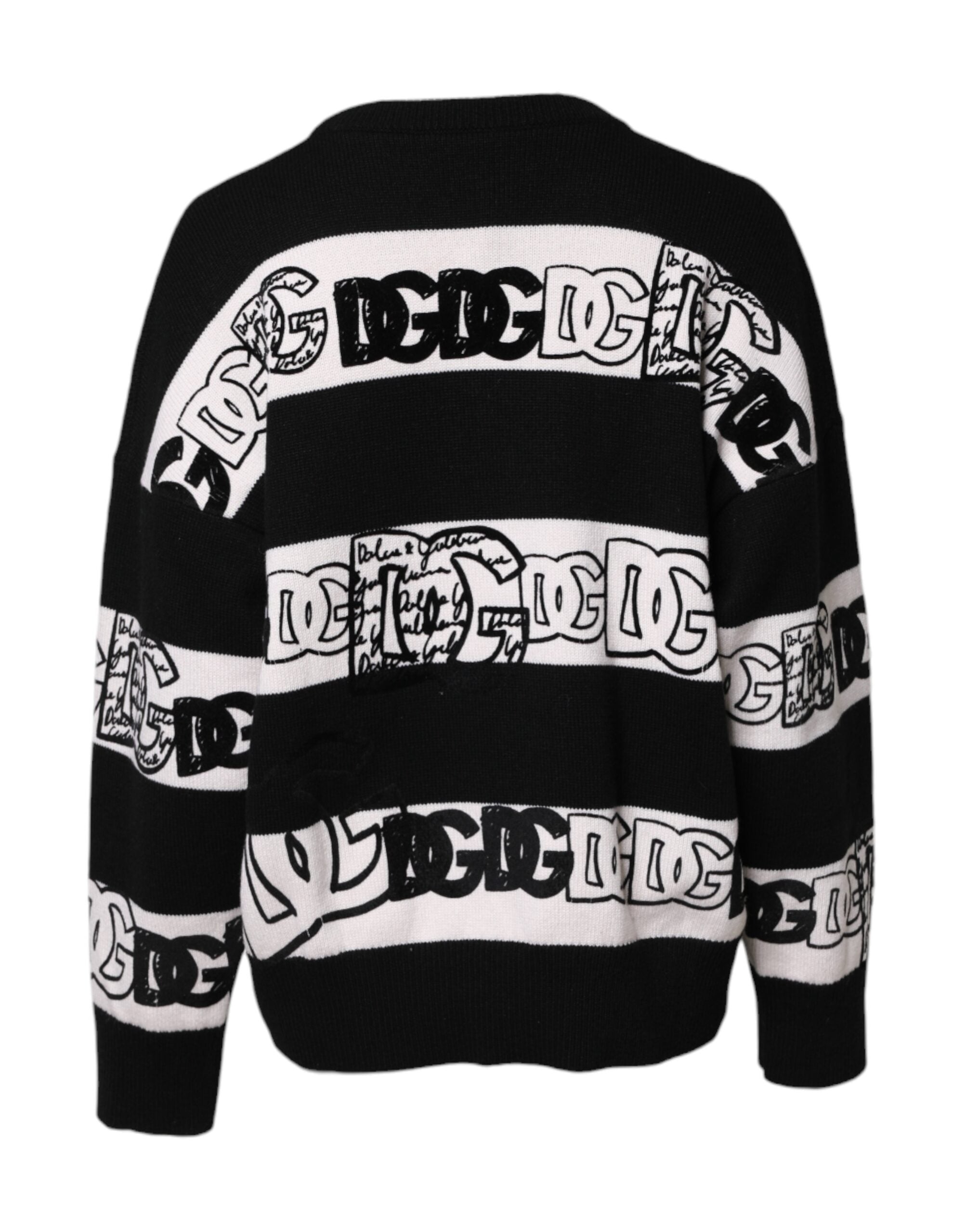 Dolce &amp; Gabbana Pullover aus Wolle mit schwarzem und weißem Logoprint