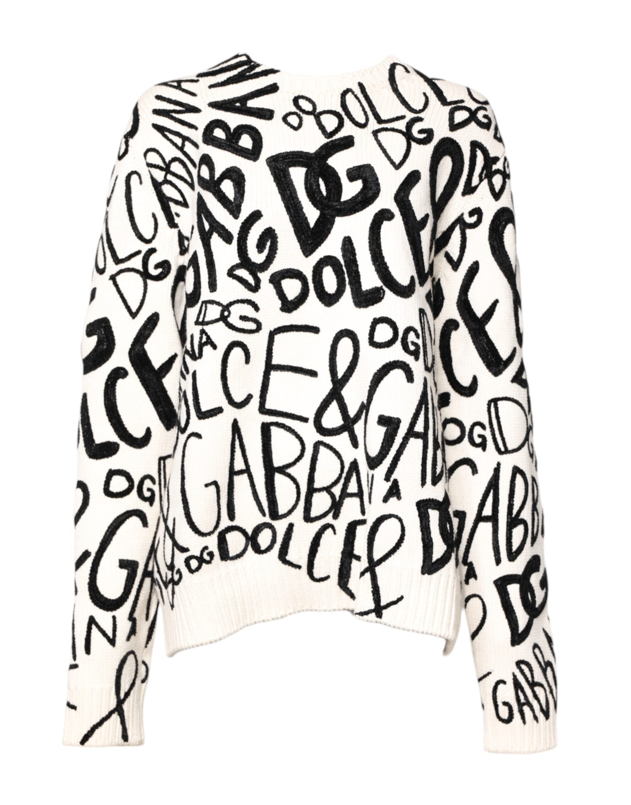 Dolce &amp; Gabbana Damenpullover mit weißem und schwarzem Logoprint