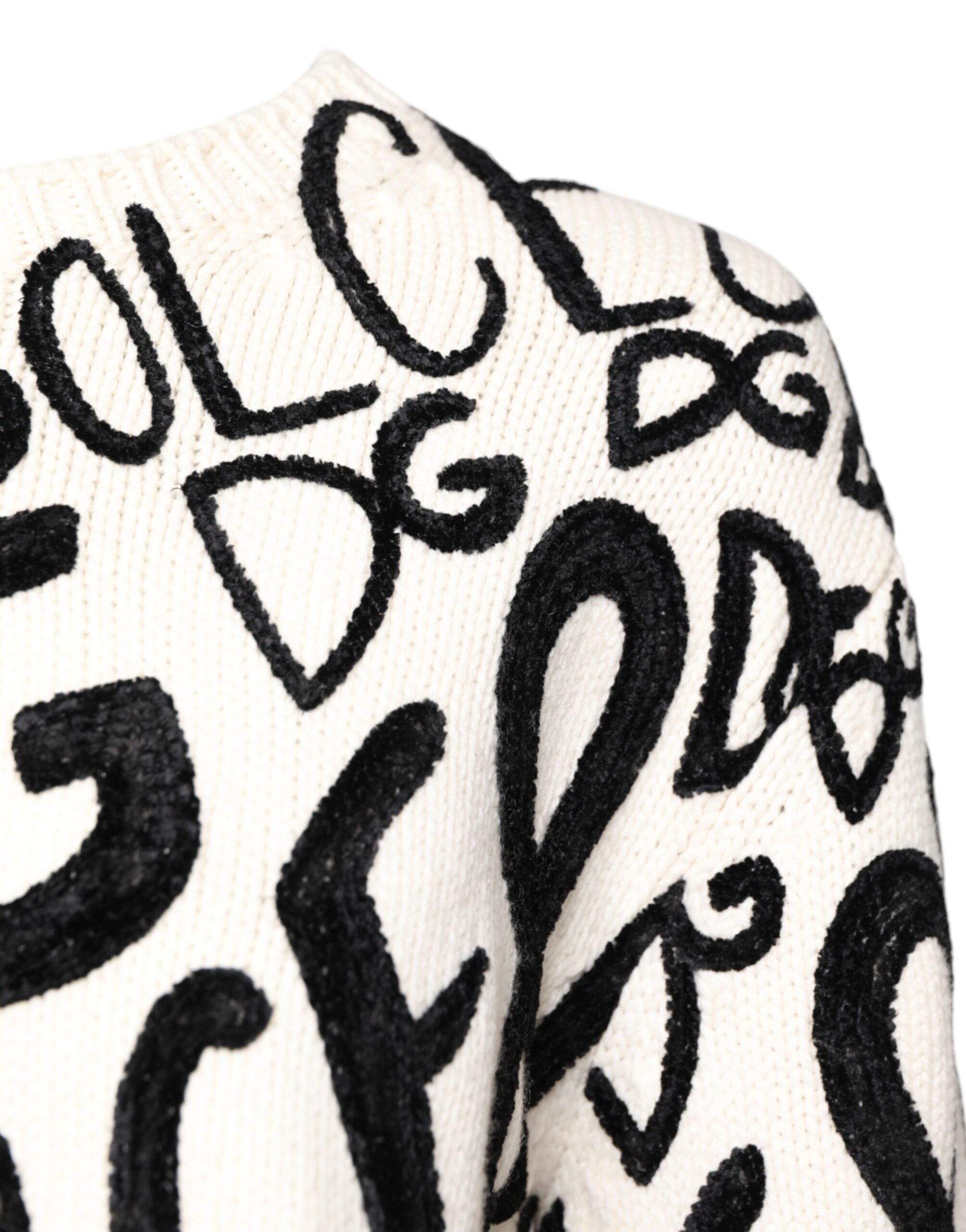 Dolce &amp; Gabbana Damenpullover mit weißem und schwarzem Logoprint