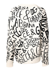 Dolce &amp; Gabbana Damenpullover mit weißem und schwarzem Logoprint