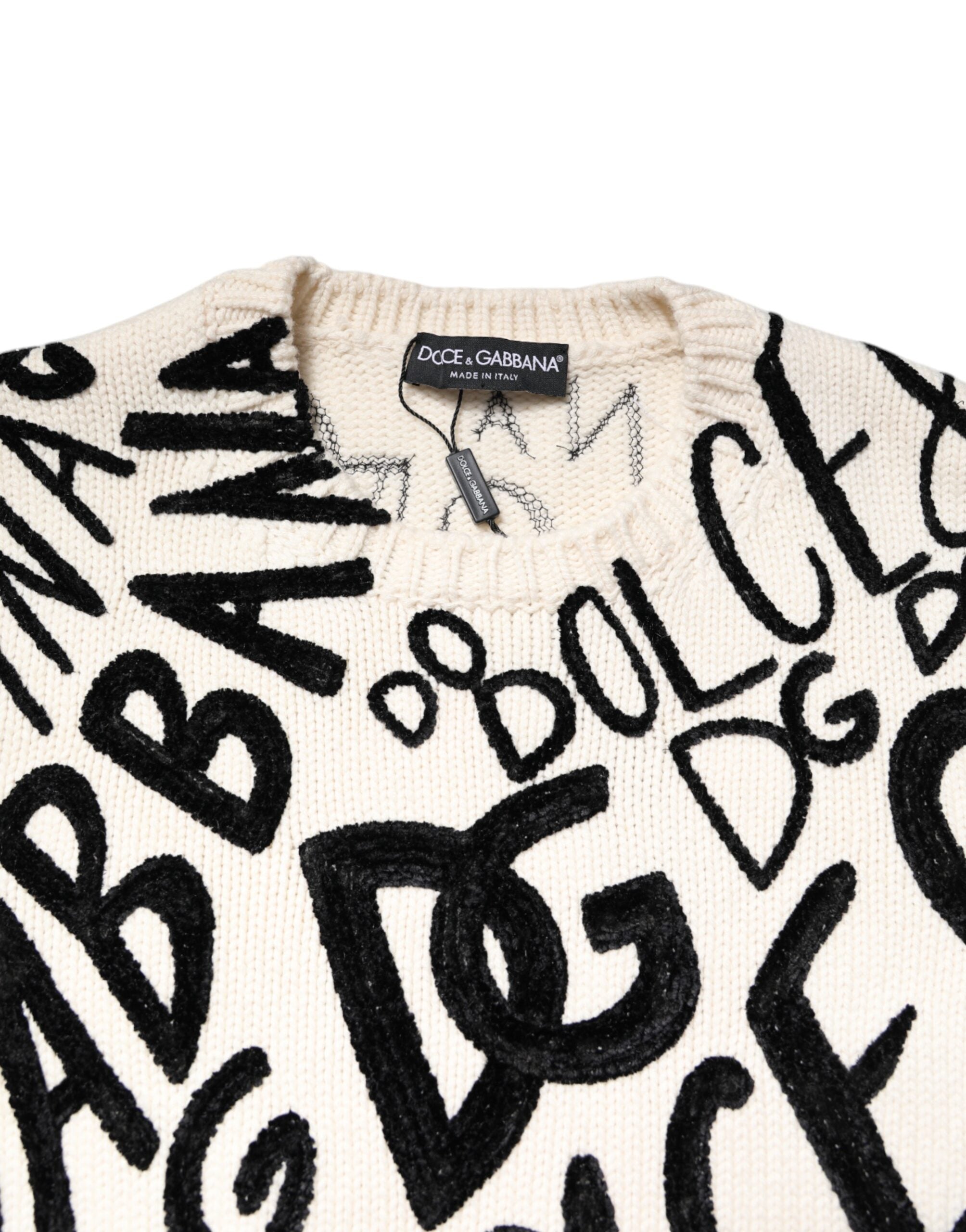 Dolce &amp; Gabbana Damenpullover mit weißem und schwarzem Logoprint