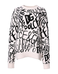 Dolce &amp; Gabbana Damenpullover mit weißem und schwarzem Logoprint