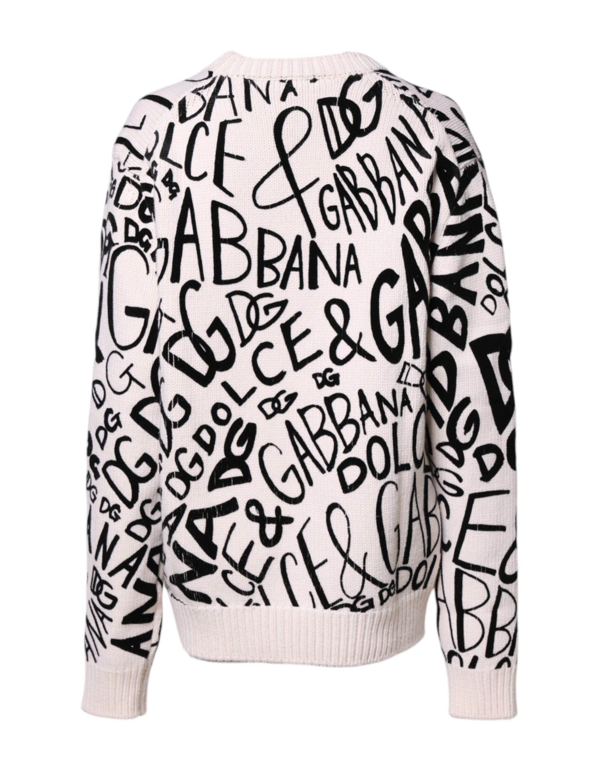 Dolce &amp; Gabbana Damenpullover mit weißem und schwarzem Logoprint