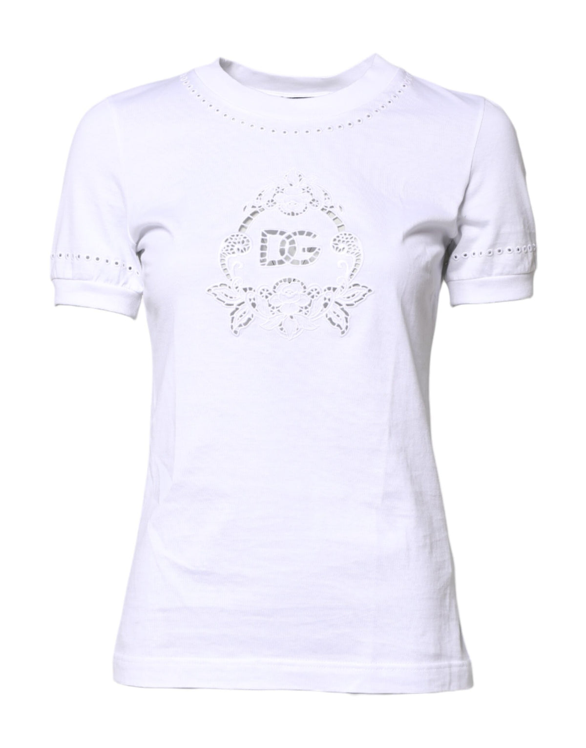 T-shirt Dolce &amp; Gabbana blanc en coton à col rond et logo floral