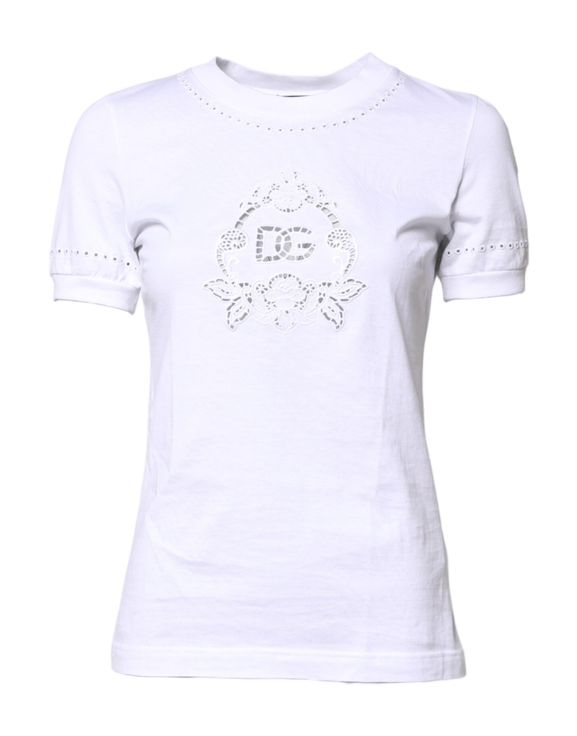 T-shirt Dolce &amp; Gabbana blanc en coton à col rond et logo floral