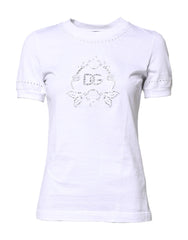 T-shirt Dolce &amp; Gabbana blanc en coton à col rond et logo floral